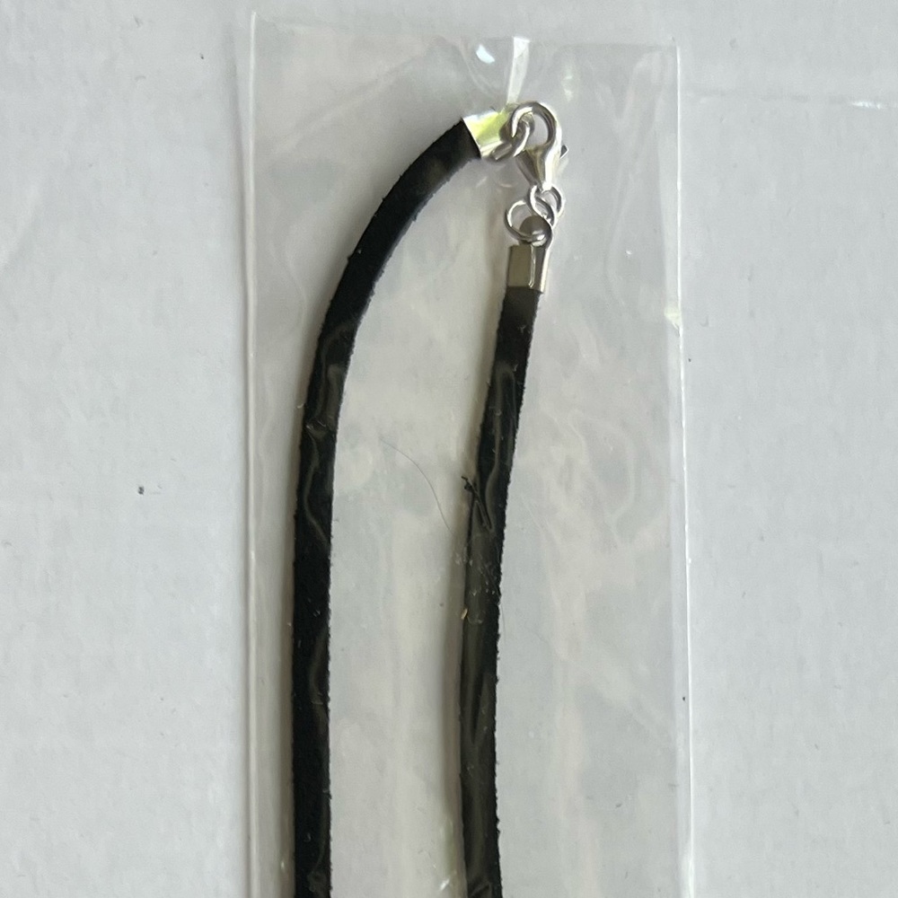 Black leather necklace cord.